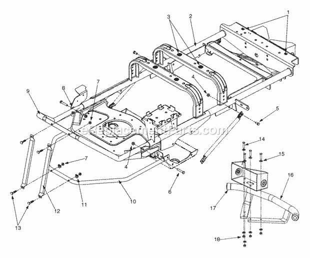 Frame Assembly & Attachments Diagram and Parts List for 365L 53CA1D5K100 Cub Cadet Lawn Mower